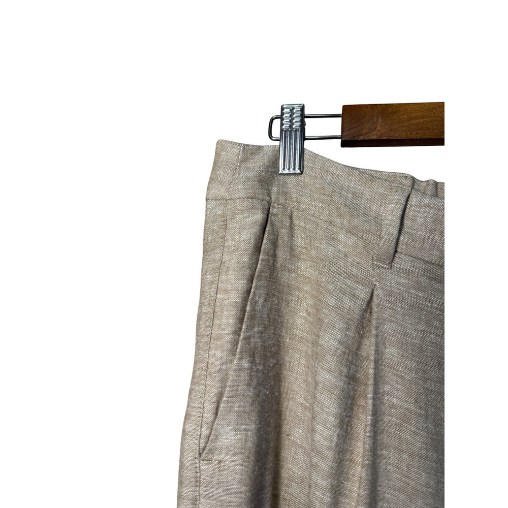 Old Navy Linen Blend Trousers Womens L Excellent Pleated High Rise Full Length - Picture 2 of 6